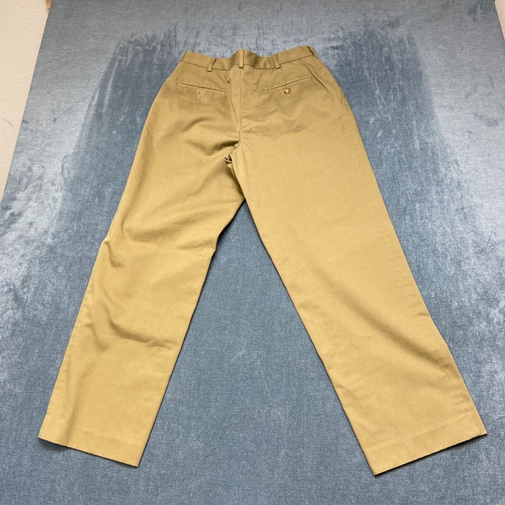 Lands' End Dress Pants Mens 30 Khaki Traditional Fit Straight Leg Pleated Formal